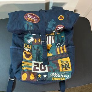 Disney Parks Mickey Mouse Canvas Backpack – Retro Print Rolltop Style